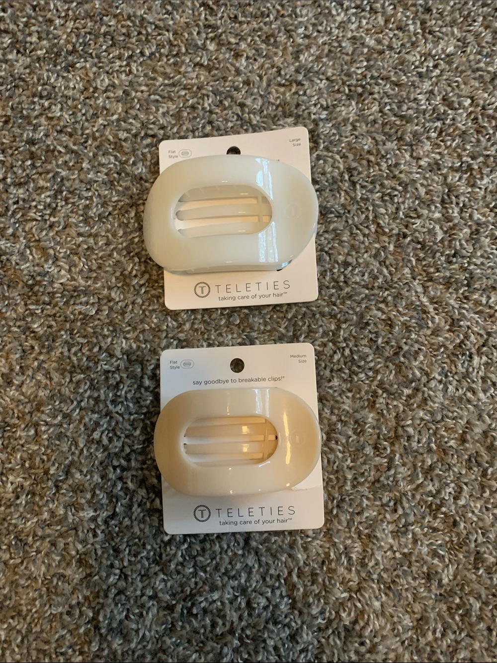Teleties Oval Hair Clip Pack — White and Beige